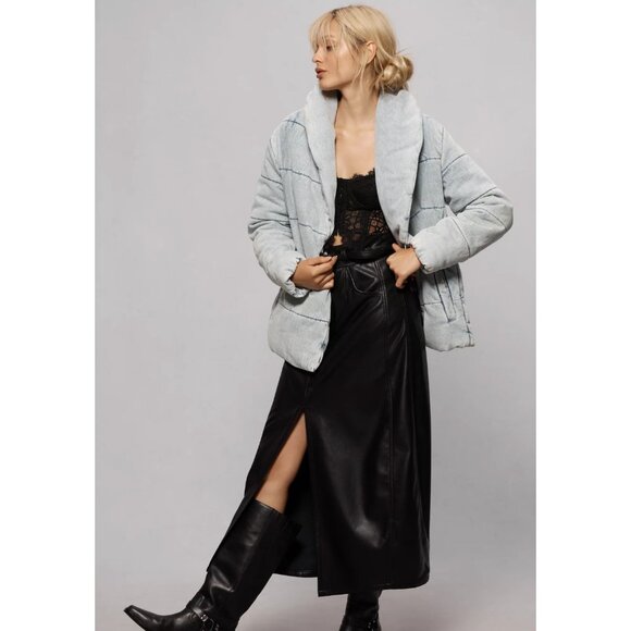 Anthropologie Jackets & Blazers - Anthropologie Avec Les Fille Quilted Denim Jacket Puffer Tie Wrap Oversized S
